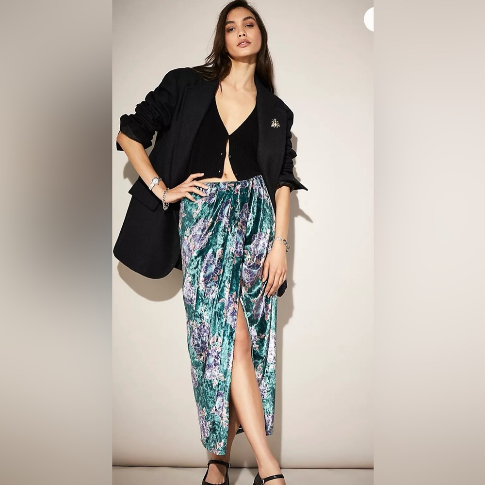 NWOT- Free People - Poets Velvet Sarong Skirt - Size Xsmall